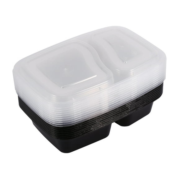Gealach BPA-Free 2-Compartment Meal Prep Containers, 10-Pack, Microwave & Freezer Safe, Black