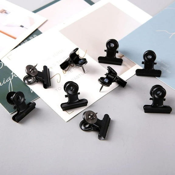 Gealach Black, 30pcs, Pushpin Binder Clips, Metal, Photo Wall & Bulletin Board Clips