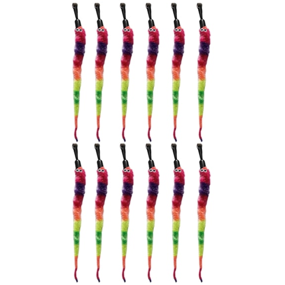 Gealach Cat Wand Toy Refills, 12-Piece Worm Teaser, Durable Attachments, Enhances Feline Fitness