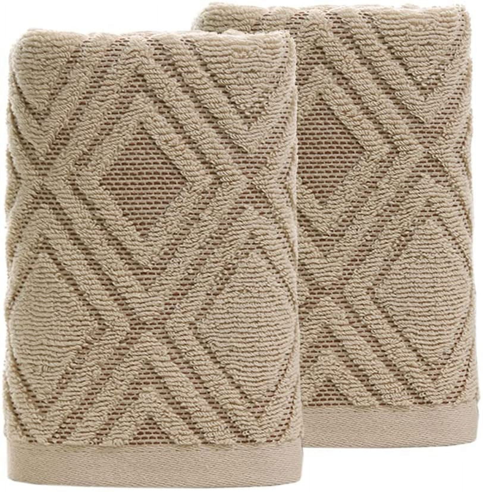 Gealach Coffee Colored Diamond Pattern Hand Towels, 2 Pieces, 100