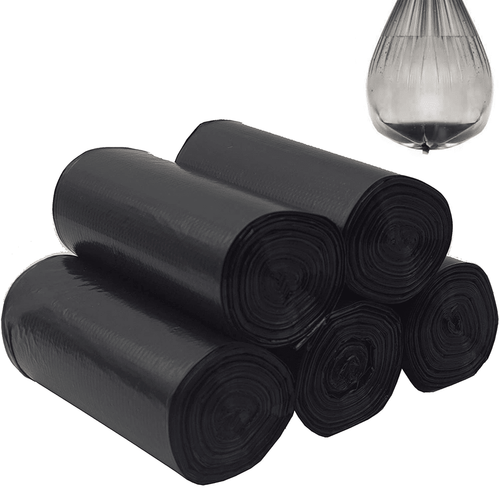 Gealach Flat Top 5 Roll Contractor Trash Bags, 100 Extra Heavy Duty, Black