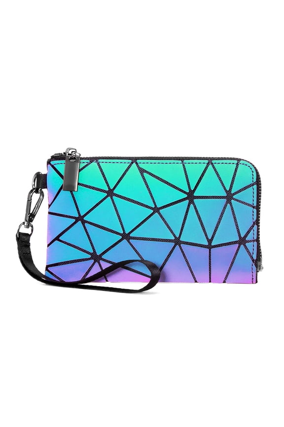 Holographic Reflective Backpack Wallet, Geometric Diamond Luminous, Women's, 1 Piece