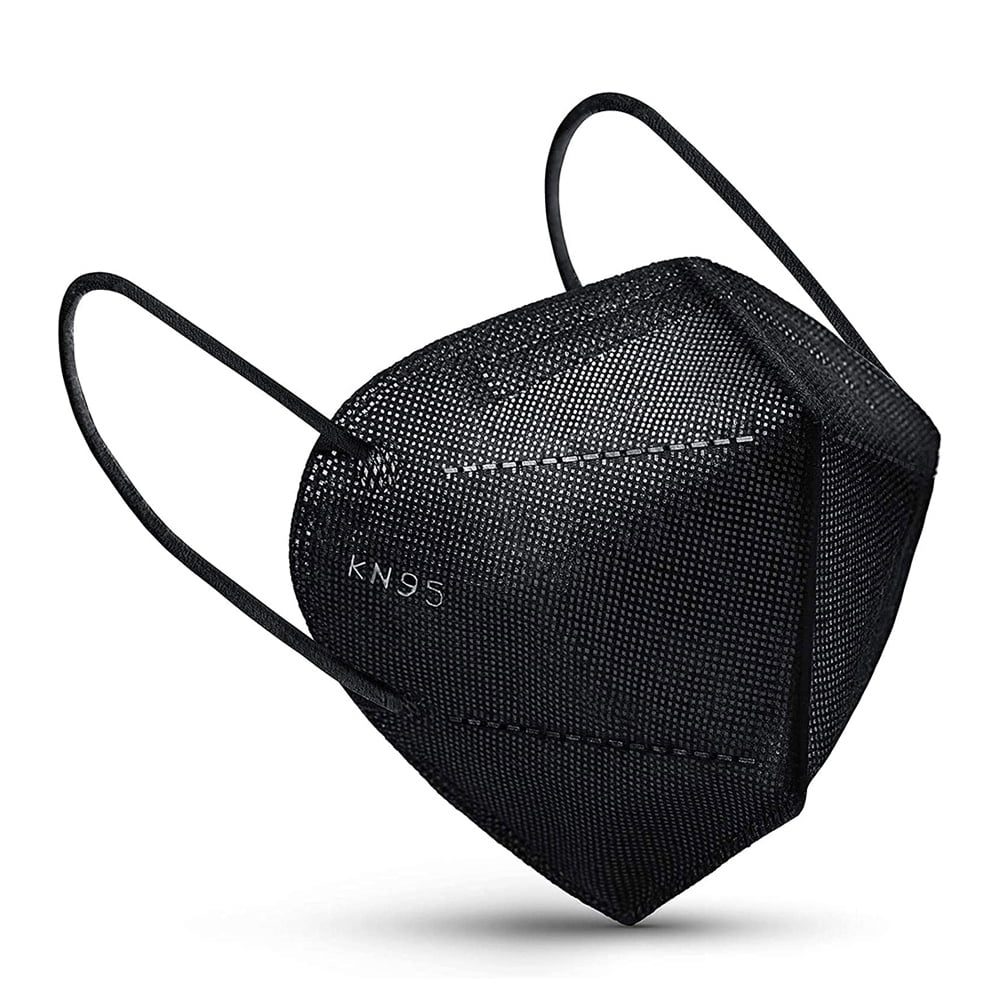 Gealach KN95 Masks 10-Pack, Black, 5-Layer Breathable with Elastic Ear Loops