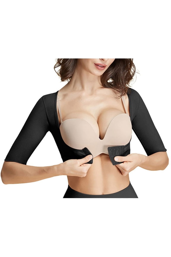 Post-Op Body Shaper Bra, Pre-Op Mastectomy Bra, Full Coverage - Black - L