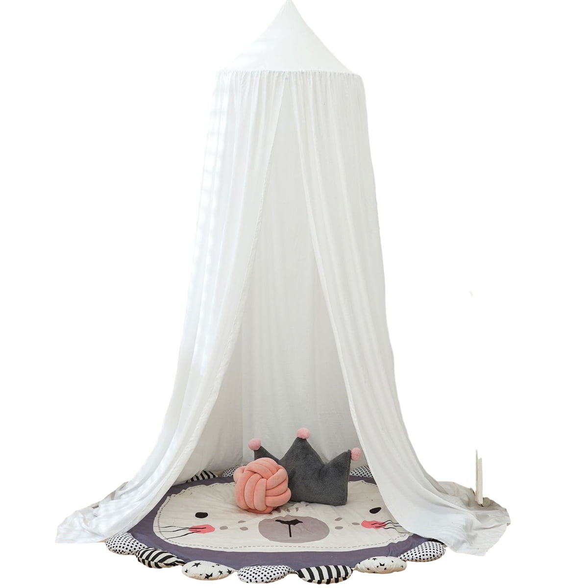 Gealach Princess Canopy, Girls & Adult Bed Cover, Comfortable Room Decor, Dome Luxury Lace, Mosquito Net, Nordic White, 1-Pack