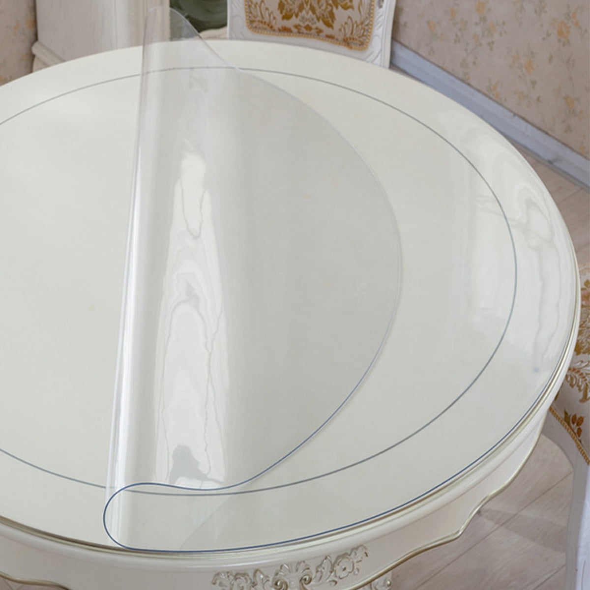 Gealach Vinyl Clear Table Protector, Round Soft Glass PVC Tablecloth ...