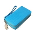 thumbnail image 1 of Gealach Women's Stone-Grain Wallet, Genuine Leather, Double Zippers, Blue, 19.5*3.5*9.5 cm, 1 of 5