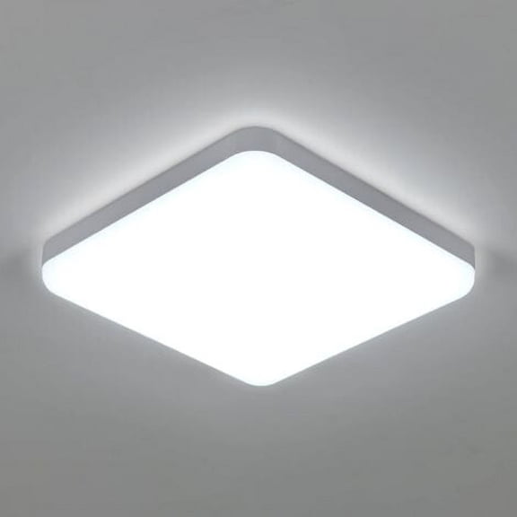 Gealach r 30W Square IP54 Waterproof LED Ceiling Light, 6500K Cool White, 25cm Diameter, Bathroom & Kitchen, 1 Fixture,