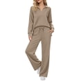 thumbnail image 1 of Gealkoca 2 Piece Sets for Women Fall Outfits Sweatsuit Loose Sweatshirt Wide Leg V Neck Top and Wide Leg Sweatpants Matching Set Tracksuit, 1 of 8