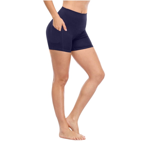 Gealkoca Biker Shorts Women with Pockets High Waisted Workout Tummy Control Gym Running Yoga Shorts Fitness Athletic Cycling Shorts Yoga Pants