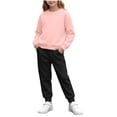 thumbnail image 1 of Gealkoca Children's Solid Color Round Neck Long Sleeved Sweatshirt Sweatpants Fleece Suit Pullover Jogging Pants Set 2 Pieces Sweatsuit 1-13 Years, 1 of 9