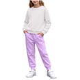 thumbnail image 1 of Gealkoca Children's Solid Color Round Neck Long Sleeved Sweatshirt Sweatpants Fleece Suit Pullover Jogging Pants Set 2 Pieces Sweatsuit 1-13 Years, 1 of 9
