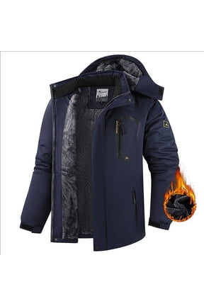 Men's Heavyweight Insulated Winter Parka – Waterproof Windproof Snow Coat with Sherpa Lining & Detachable Hood, Outdoor Hiking Jacket with Zipper Pockets (M-6XL)