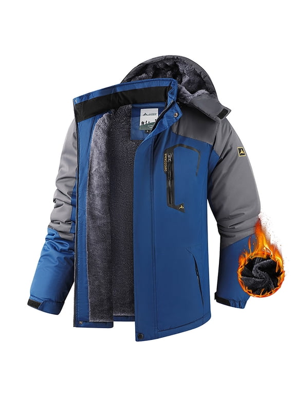 Men's Heavyweight Insulated Winter Parka – Waterproof Windproof Snow Coat with Sherpa Lining & Detachable Hood, Outdoor Hiking Jacket with Zipper Pockets (M-6XL)