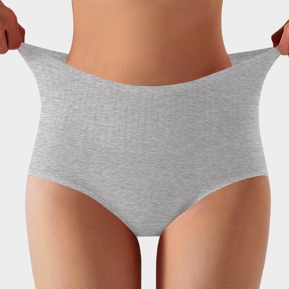 Gealkoca Underwear for Women High Waisted Ladies Underwear Solid Color Soft Ribbed Daily Underwear Brief Ladies Breathable Panties