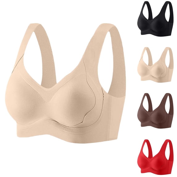 Gealkoca Women Wireless Jelly Bra Full Coverage Lift Support Seamless No Underwire Push Up Comfortable Bralettes Bras