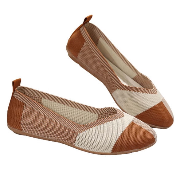 Gealkoca Women's Ballet Flat Shoes Knit Dress Shoes Round Toe Slip On Ballerina Flats for Woman Walking Flats Shoes Soft Sneakers Casual Shoes