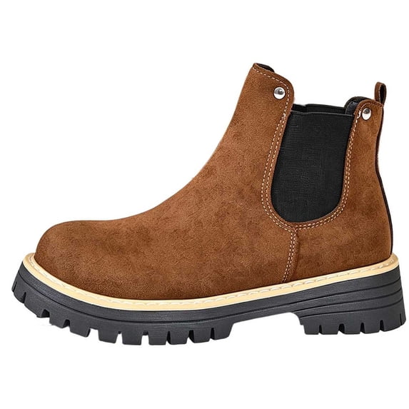 Gealkoca Women's Chelsea Boots Soft Non-Slip Sole Ankle Boots for Women Pull-On Low Heel Booties with Elastic Side Round Toe for Casual Daily