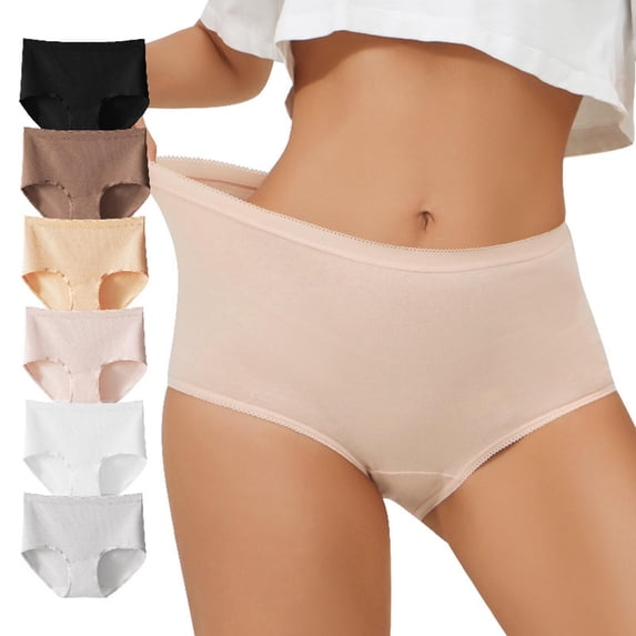 Gealkoca Women's Cotton Comfortable Panties High Waisted Underwear for Women Breathable Women's Solid Color Underwear Plus Size Underwear