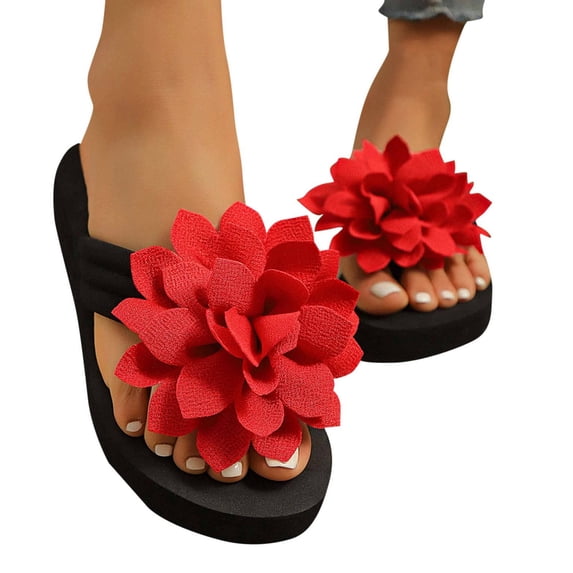 Gealkoca Women's Flower Sandals Dressy Flip Flops Non-Slip Summer Thong Beach Slides Casual Outdoor Comfortable Flat Sandals Vacation