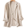 thumbnail image 1 of Gealkoca Women's Linen Blazer Jacket Lightweight Button Lapel Casual Long Sleeve Work Office Summer Jackets Womens Loose Casual Blazer with Pocket, 1 of 5