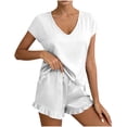 thumbnail image 1 of Gealkoca Women's Modal V Neck Pajama Set Comfortable Loungewear Solid Color Summer Sleepwear Two Piece Pajamas for Women Set Lightweight Homewear, 1 of 5