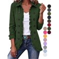thumbnail image 1 of Gealkoca Women's Ruffle Trim Button Down Jacket Collared 3/4 Sleeve Lightweight Casual Coat Open Front Jackets with Lining for Fall Spring Daily Wear, 1 of 10
