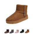 thumbnail image 1 of Gealkoca Women's Winter Warm Bootie Indoor Outdoor Cozy Folding Knit Plush Fleece Lining Boots Solid Color Round Toe Thick-Soled Snow Boots, 1 of 9