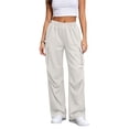 thumbnail image 1 of Gealkoca Womens Cargo Sweatpants Ruched High Waisted Sweat Pants Athletic Solid Color Casual Wide Leg Joggers Loose Fall Pants with Pockets, 1 of 7