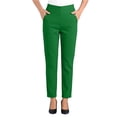 thumbnail image 1 of Gealkoca Womens Pants Women's Solid Color Loose-Fitting Straight-Leg Pants With Pockets On The Waistband Capris Full Length Pants, Green_3XL, 1 of 6