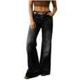 thumbnail image 1 of Gealkoca Womens Wide Leg Jeans Loose Straight Leg Jeans Comfortable Washable Denim Trousers Casual Versatile Low Rise Denim Pants Without Belt, 1 of 9