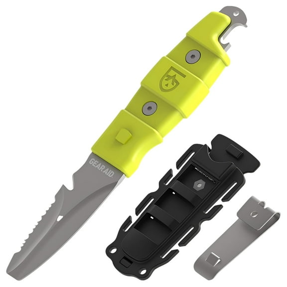 Gear Aid 3" Akua River Serrated Blunt Tip Fixed Blade Knife w/ Sheath -Nav Green