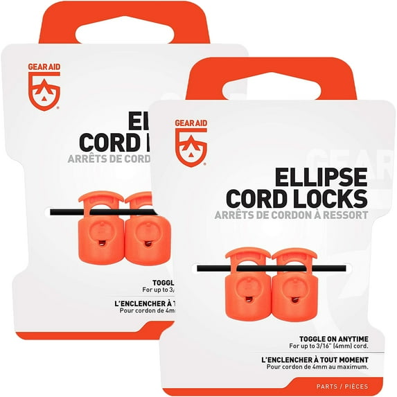 Gear Aid Ellipse No-Sew Replacement Tightening Cord Locks 2-Pack - Orange