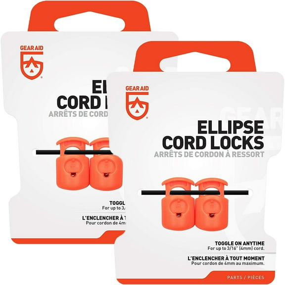 Gear Aid Ellipse No-Sew Replacement Tightening Cord Locks 2-Pack - Orange