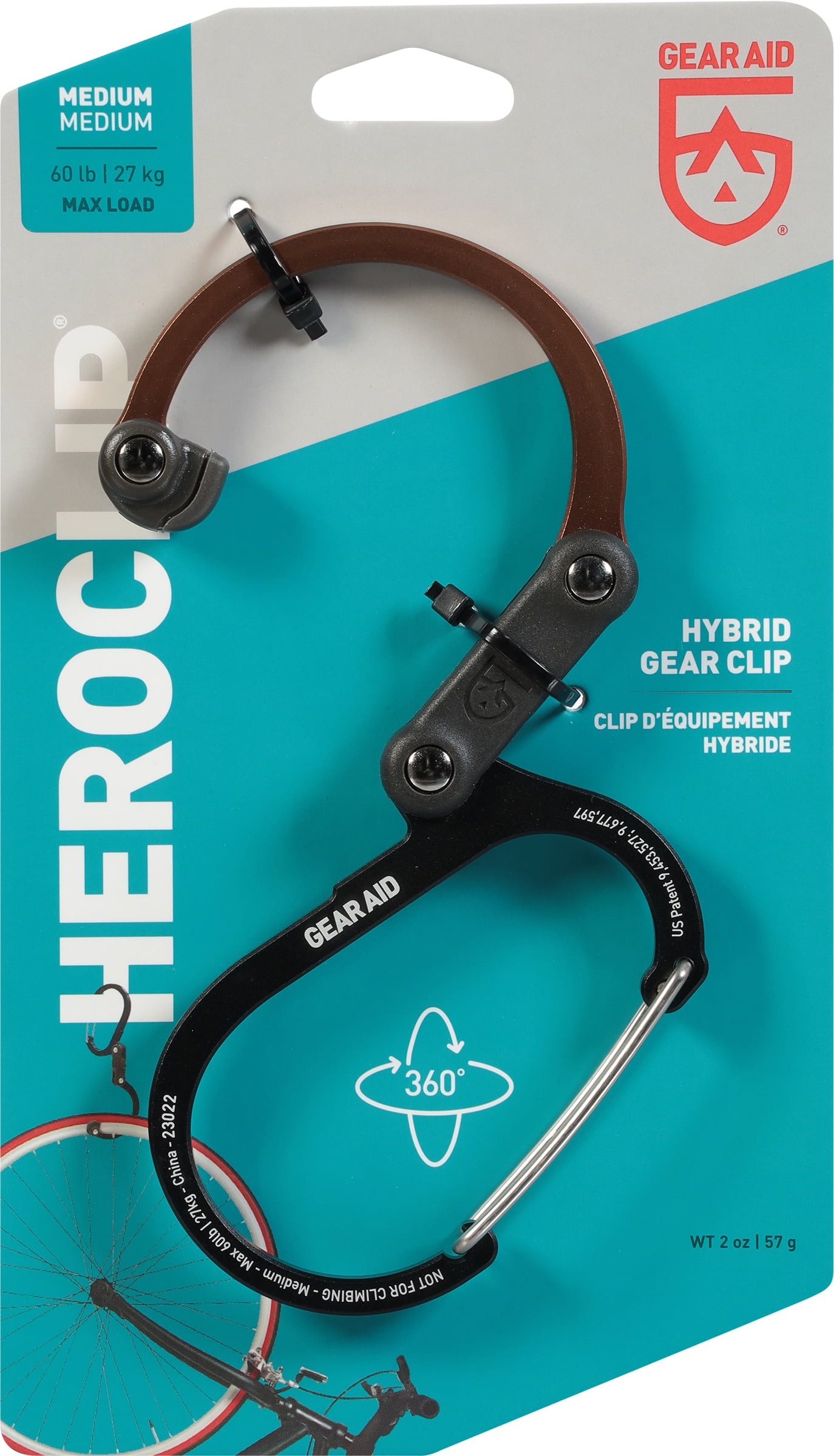 Gear Aid Heroclip Medium Hybrid Camping Gear Clip - Black/Brown