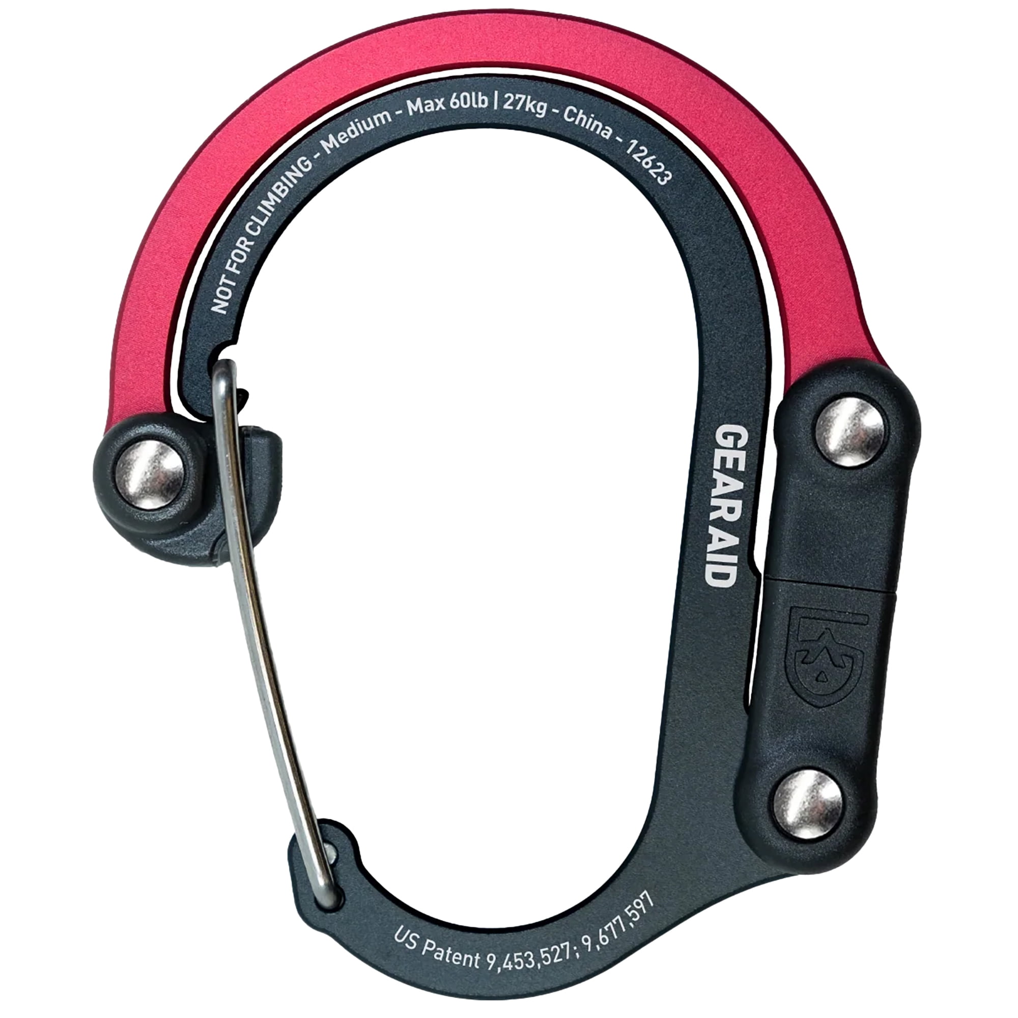 Gear Aid Heroclip Medium Hybrid Camping Gear Clip - Black/Red