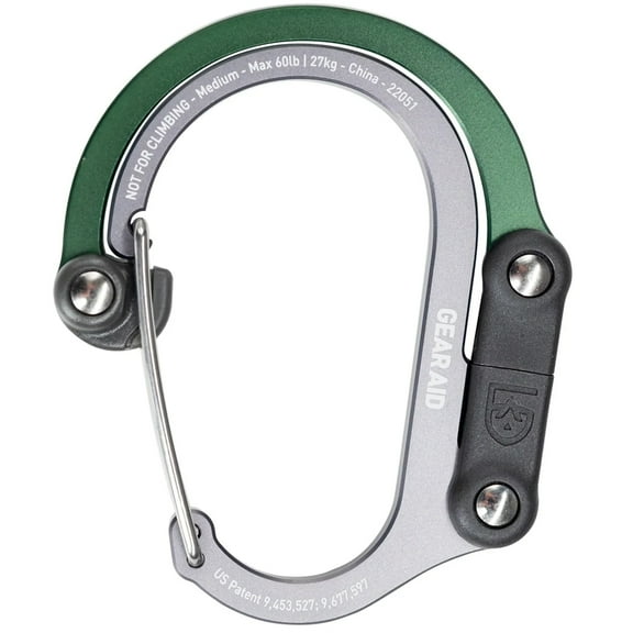 GEAR AID Aluminum Heroclip, Medium 60 lb Max Load - Forest Green