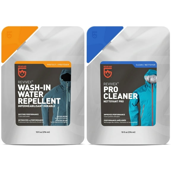 Gear Aid Pro Cleaner + Wash-In Water Repellent Set 10oz Cleans & Restores Gear