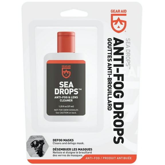 GEAR AID Sea Drops Anti-Fog and Lens Cleaner Clear 1.25oz Cleans & Defogs Masks