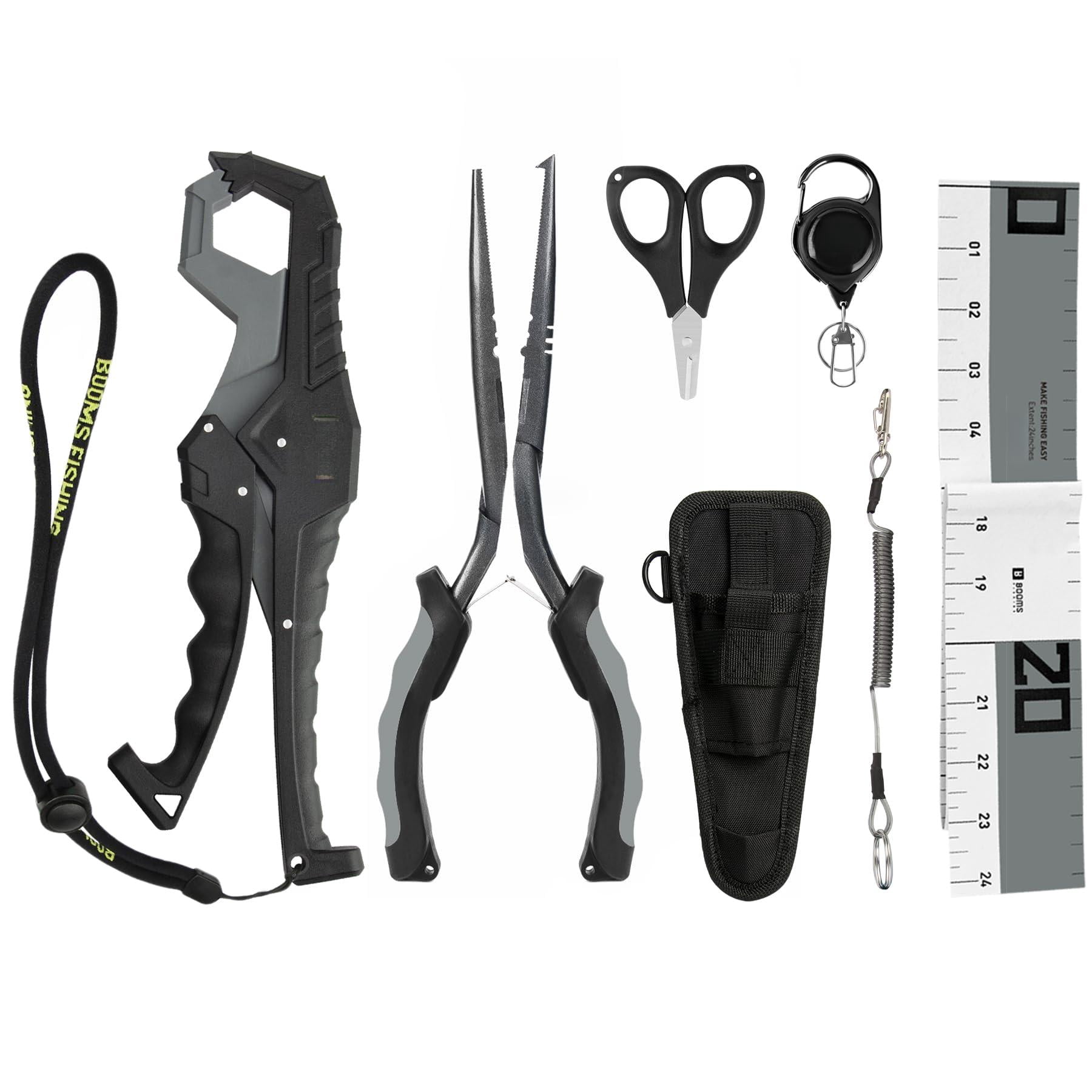 Gear And Equipment: 6pcs Tools Kit With Nose Pliers  Fish Gripper 24" Ruler Retractor & Lanyard - Saltwater Tackle Accessories Gifts For Men Tk1