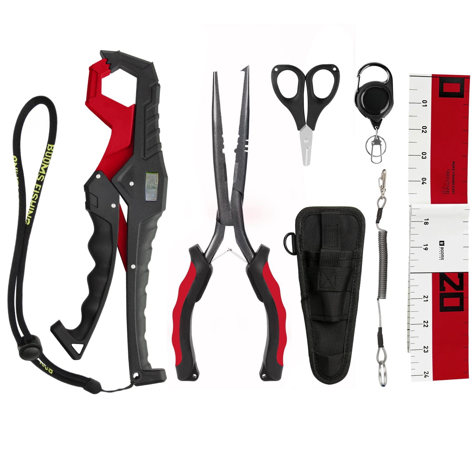 Gear And Equipment: 6pcs Tools Kit With Nose Pliers  Fish Gripper 24" Ruler Retractor & Lanyard - Saltwater Tackle Accessories Gifts For Men Tk1
