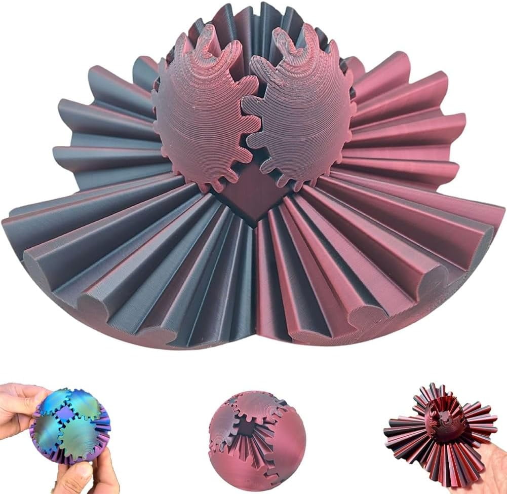 GearSphere - Balle Anti-stress à Engrenages Imprimée 3D, Jouet Fidget Pour Adultes Et Enfants
