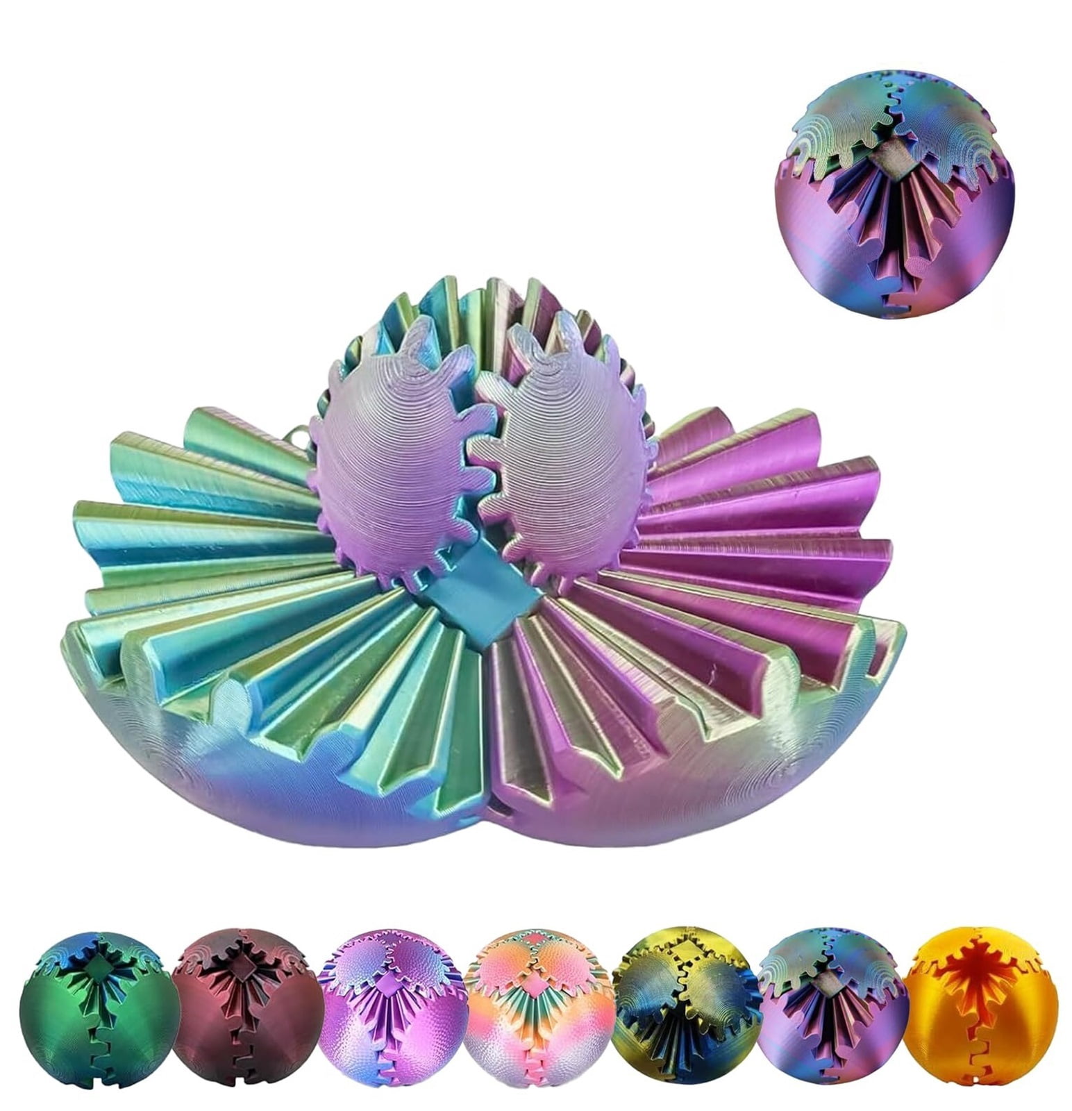 Gear Ball 3D Printed Spin Ball or Cube Fidget ,Gear Sphere Fidget ,for ...
