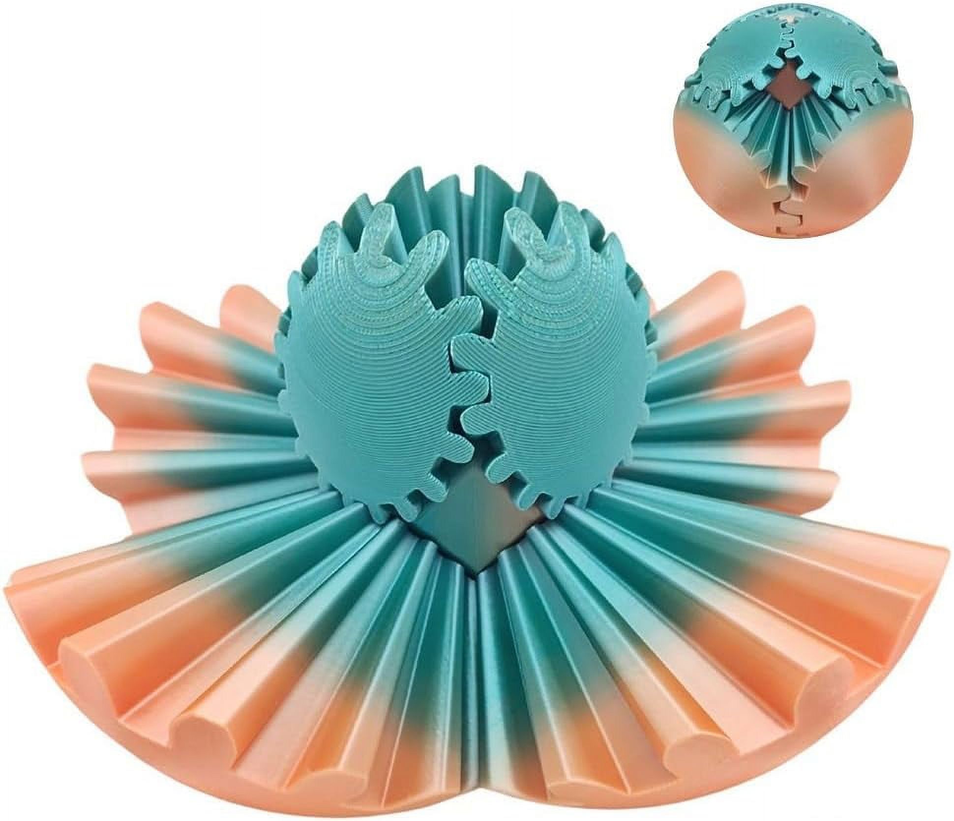 Sphère Rotative Anti-Stress Gear Ball Imprimée 3D - Jouet Fidget Portable Bleu Vert Pour Enfants Et Adultes