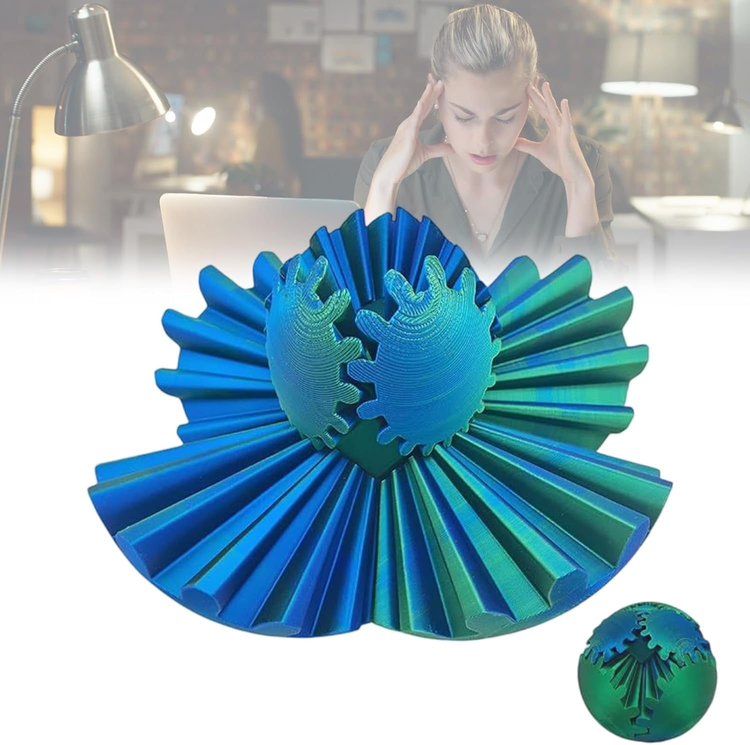 Gear Ball 3D Stampato Palla Antistress Per Bambini E Adulti,Spin Ball Fidget Toys,Palla Ingranaggio Rotante Colorata 3D,Regalo Per Bambini,Alleviare Stress Ufficio (Arcobaleno,Diametro: 6,5 Cm - Foto 4