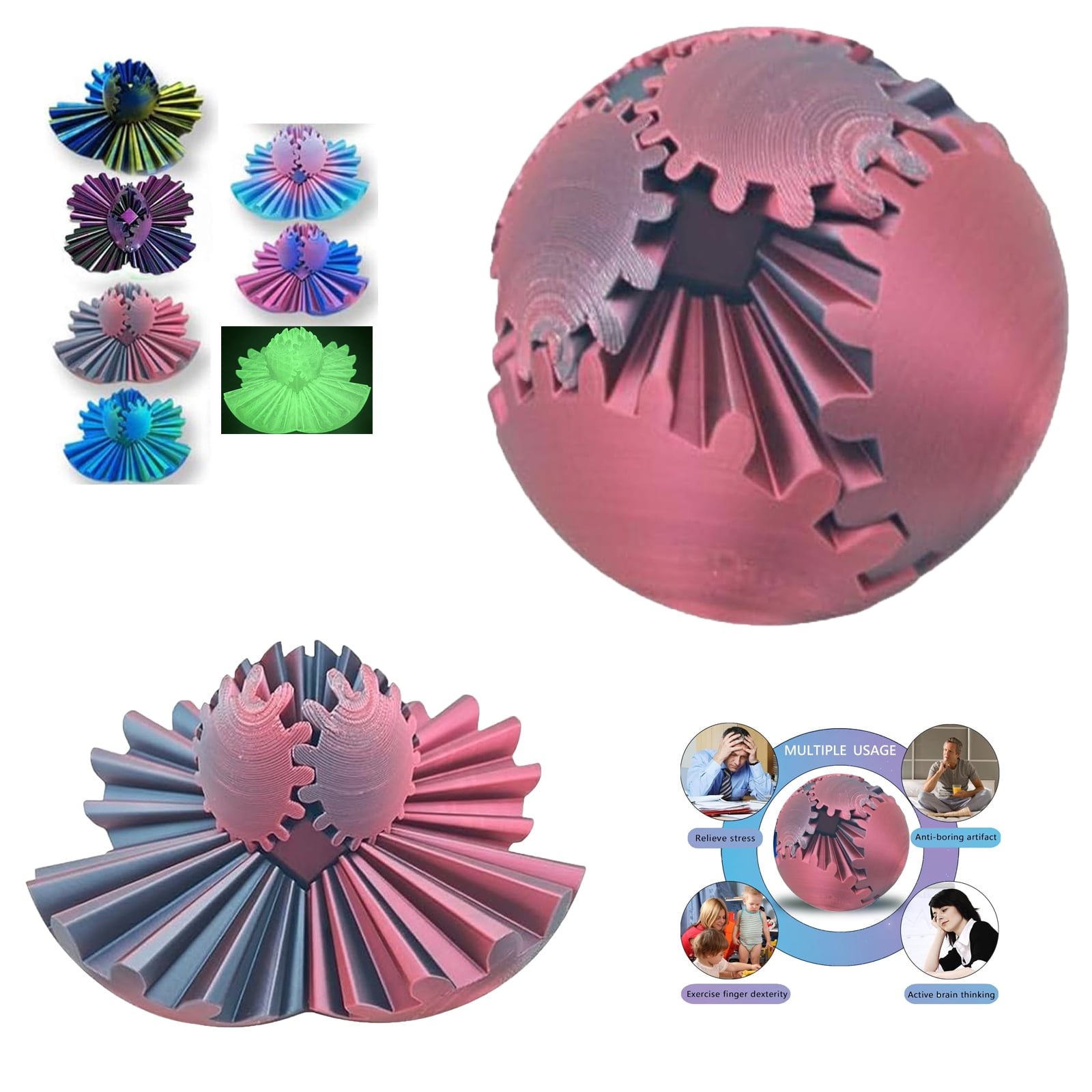 Gedruckter Gear Ball, Gear Ball Cube, Gear Sphere Ball, Gear Ball Fidget Toy, Steampunk Whirling Wonder Fidget Ball Toy, Gear Ball Printed Gear Ball Spin Ball Or Cube Fidget Toy Für Stressabbau