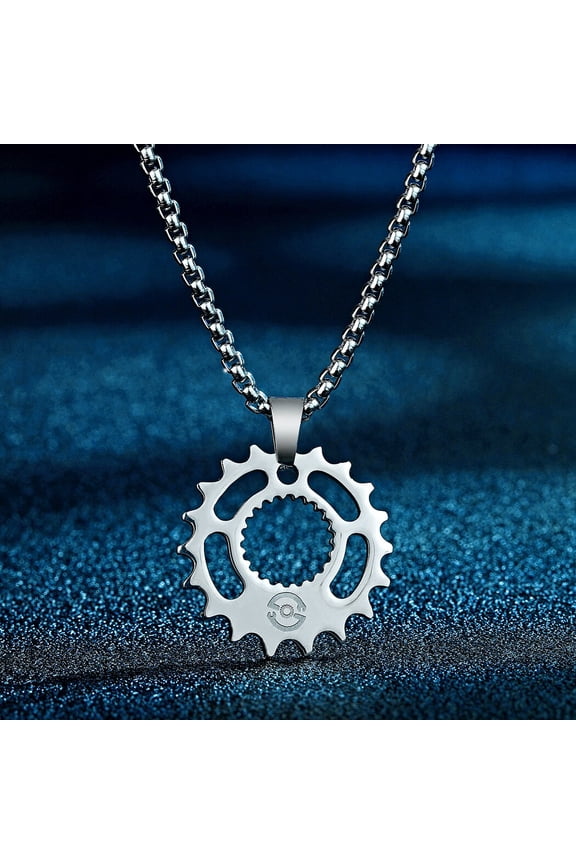 Gear Biker Pendant Motorcycle Guy Stainless Steel Jewelry Cool Gift for Boyfriend