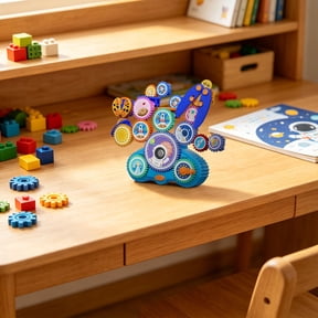 Gear Building Block Set 38 Piece STEM Learning Intellectual Development Mechanical Construction Toy Durable Plastic 10x10x1 Inch Board Home Tabletop Logic Skill Puzzle