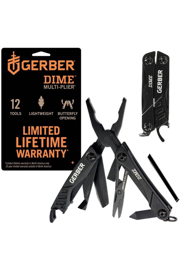 Gear Dime 12-in-1 Mini EDC Multitool - Needle Nose Pliers Pocket Knife Keychain Bottle Opener - Gifts for Men EDC Gear and Equipment - Black
