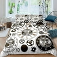 thumbnail image 1 of Gear Duvet Cover Set Retro Golden Clock Comforter Cover Set Full Size Steampunk Style Quilt Cover Me, 1 of 5
